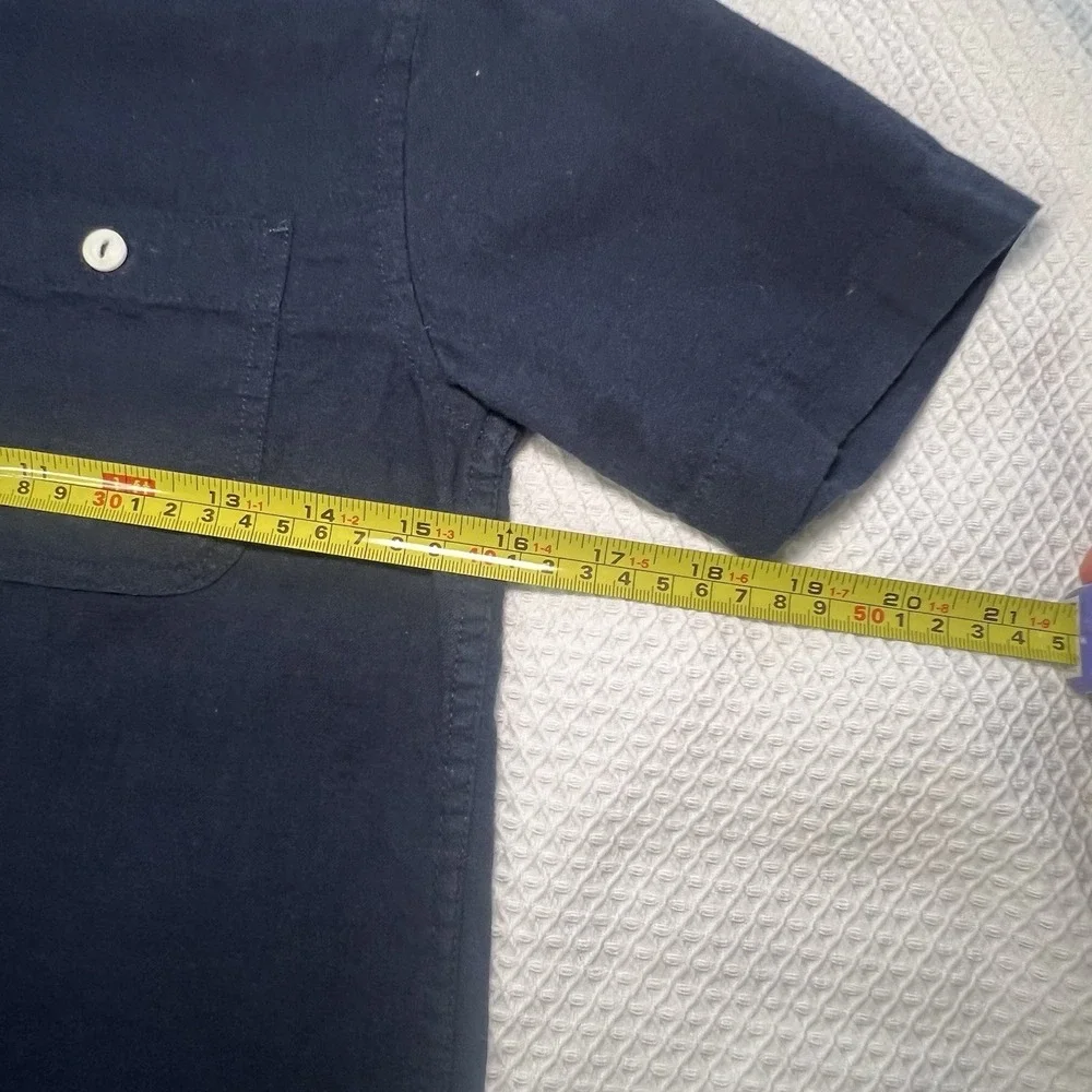 Old Navy‎ Boys Size 8 Medium Navy Button Down Short Sleeve Shirt Pocket Collared